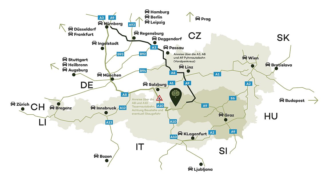 Ramsauhof traffic spider for arrival by car